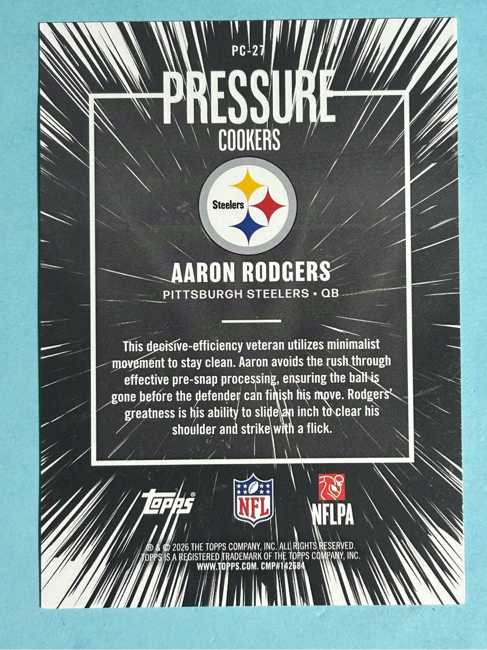 Aaron Rodgers, Pittsburgh Steelers 2026 Topps Pressure Cooker card#PC-27 - Picture 2 of 2